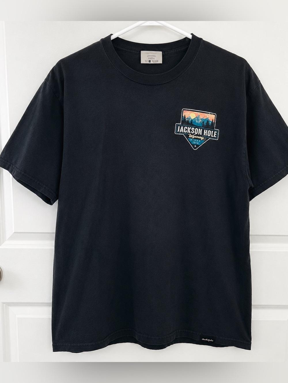 Jackson Hole Wyoming Teton Mountains Graphic Tee Mens Medium Black